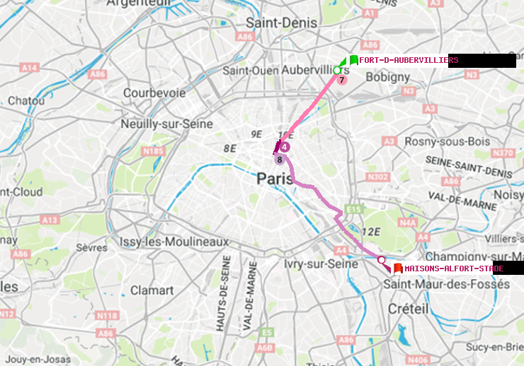 plan itinéraire ratp de Fort d