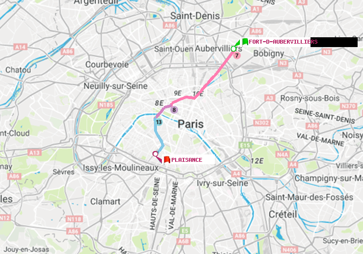 plan itinéraire ratp de Fort d