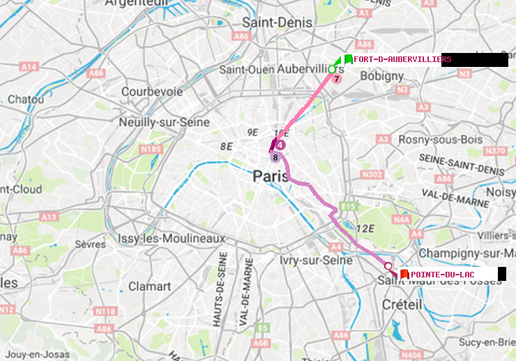 plan itinéraire ratp de Fort d