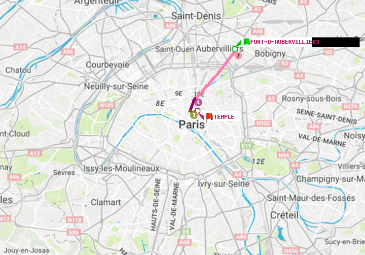 plan itinéraire ratp de Fort d