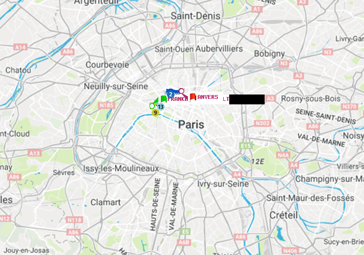 plan itinéraire ratp de Franklin-Roosevelt à Anvers