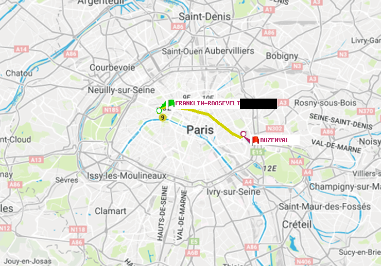 plan itinéraire ratp de Franklin-Roosevelt à Buzenval