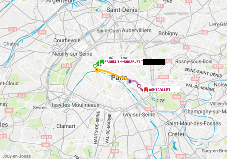 plan itinéraire ratp de Franklin-Roosevelt à Montgallet