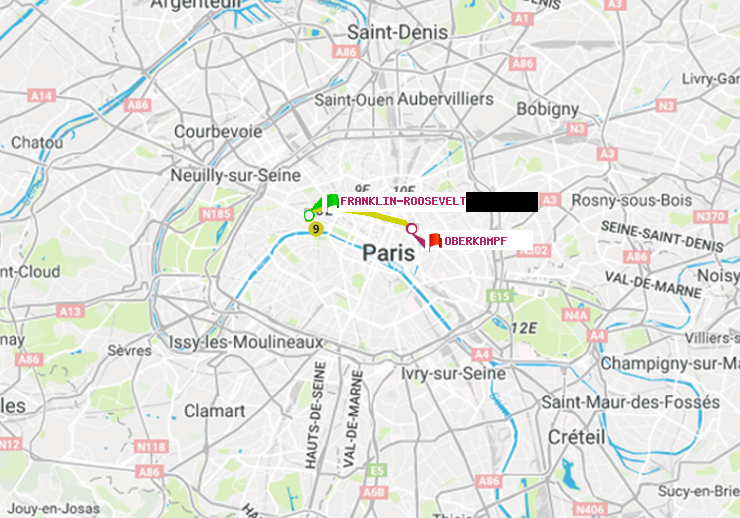 plan itinéraire ratp de Franklin-Roosevelt à Oberkampf