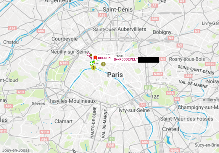 plan itinéraire ratp de Franklin-Roosevelt à Wagram