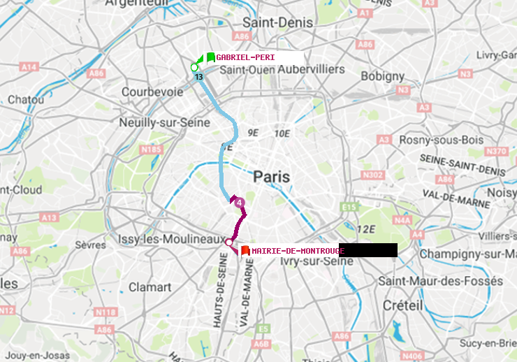 plan itinéraire ratp de Gabriel-Péri à Mairie de Montrouge