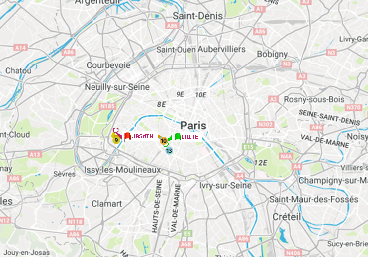 plan itinéraire ratp de Gaité à Jasmin