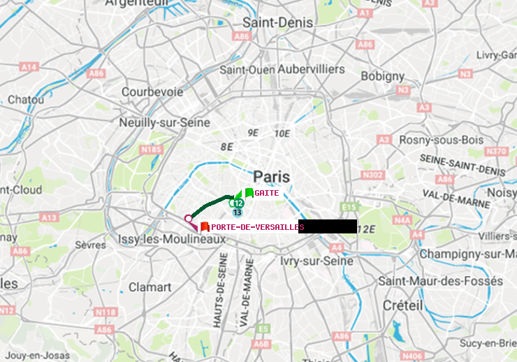 plan itinéraire ratp de Gaité à Porte de Versailles