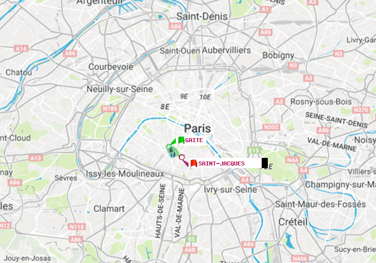 plan itinéraire ratp de Gaité à Saint-Jacques