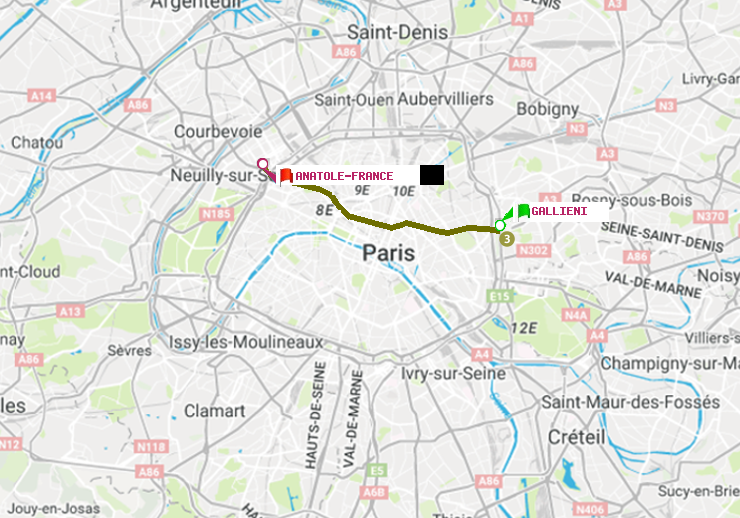 plan itinéraire ratp de Gallieni (Parc de Bagnolet) à Anatole-France