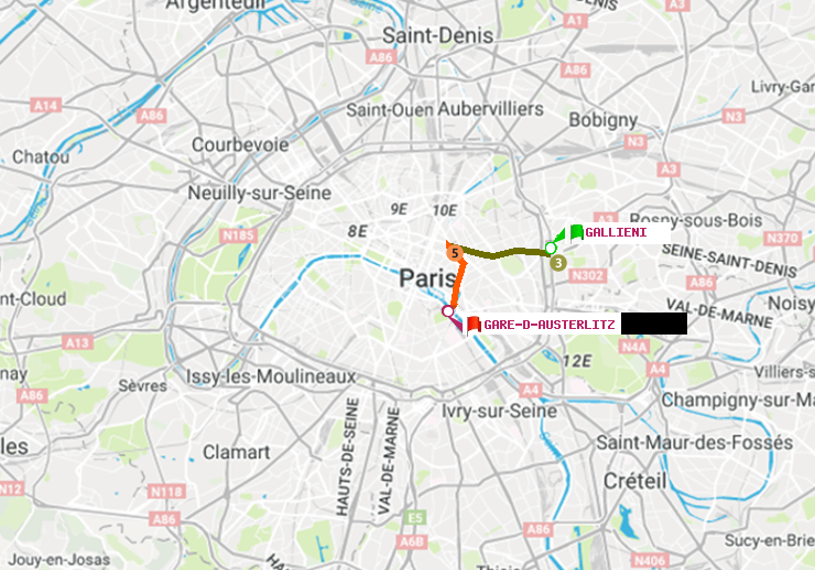 plan itinéraire ratp de Gallieni (Parc de Bagnolet) à Gare d