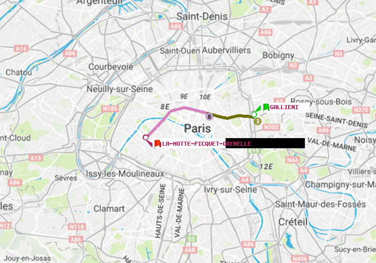 plan itinéraire ratp de Gallieni (Parc de Bagnolet) à La Motte-Picquet-Grenelle