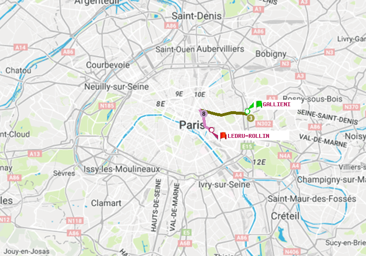 plan itinéraire ratp de Gallieni (Parc de Bagnolet) à Ledru-Rollin