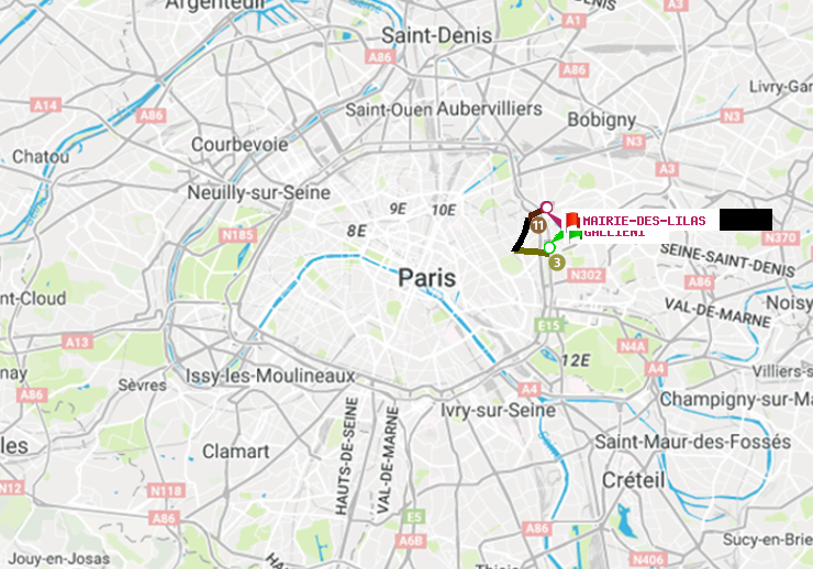 plan itinéraire ratp de Gallieni (Parc de Bagnolet) à Mairie des Lilas