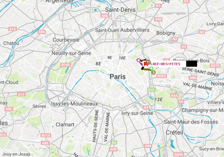 plan itinéraire ratp de Gallieni (Parc de Bagnolet) à Place des Fêtes