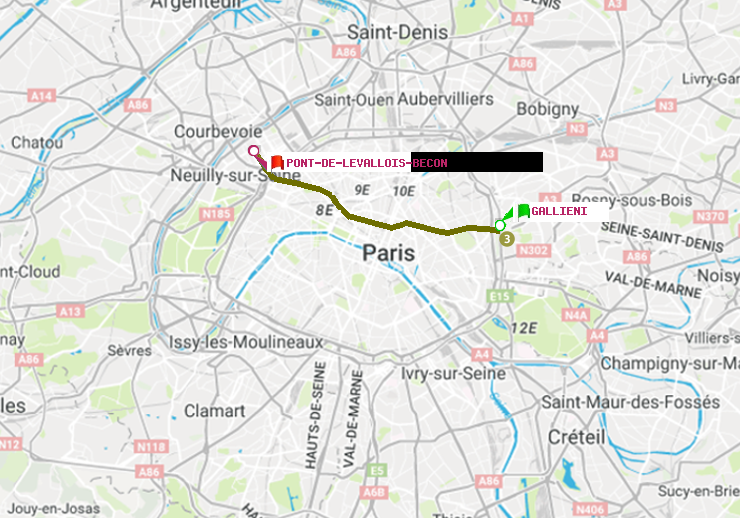 plan itinéraire ratp de Gallieni (Parc de Bagnolet) à Pont de Levallois-Bécon