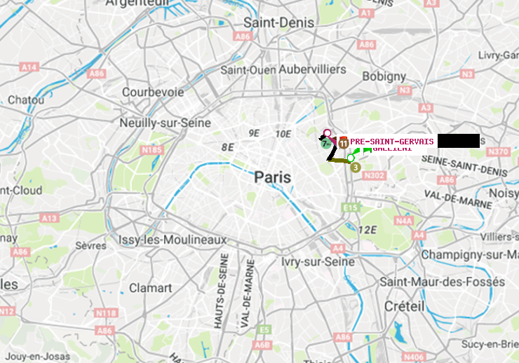 plan itinéraire ratp de Gallieni (Parc de Bagnolet) à Pré-Saint-Gervais