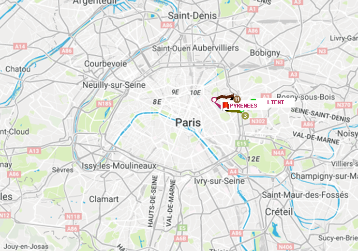 plan itinéraire ratp de Gallieni (Parc de Bagnolet) à Pyrenees