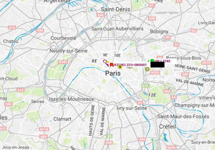 plan itinéraire ratp de Gallieni (Parc de Bagnolet) à Richelieu-Drouot