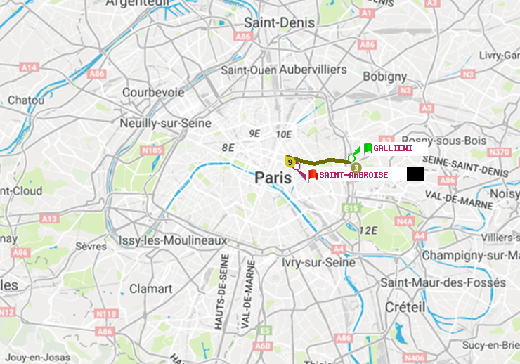 plan itinéraire ratp de Gallieni (Parc de Bagnolet) à Saint-Ambroise