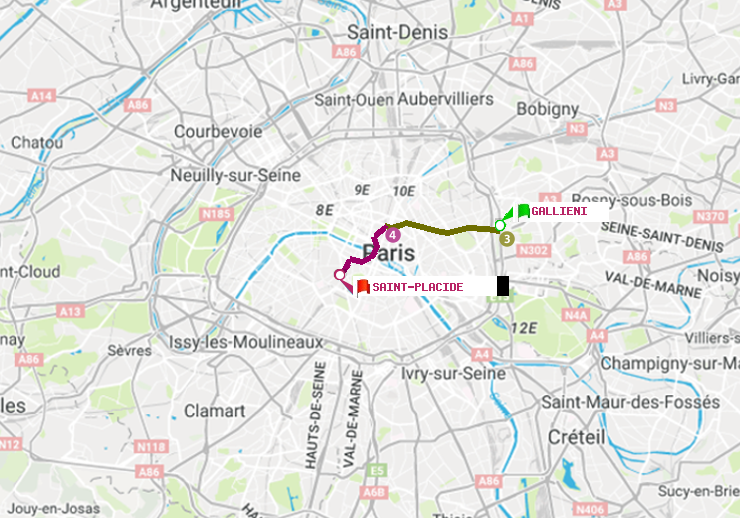 plan itinéraire ratp de Gallieni (Parc de Bagnolet) à Saint-Placide