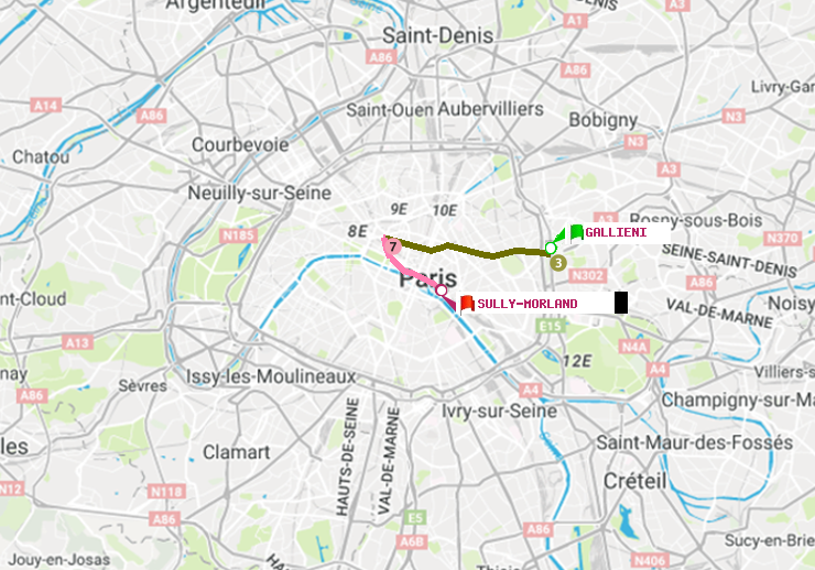 plan itinéraire ratp de Gallieni (Parc de Bagnolet) à Sully-Morland