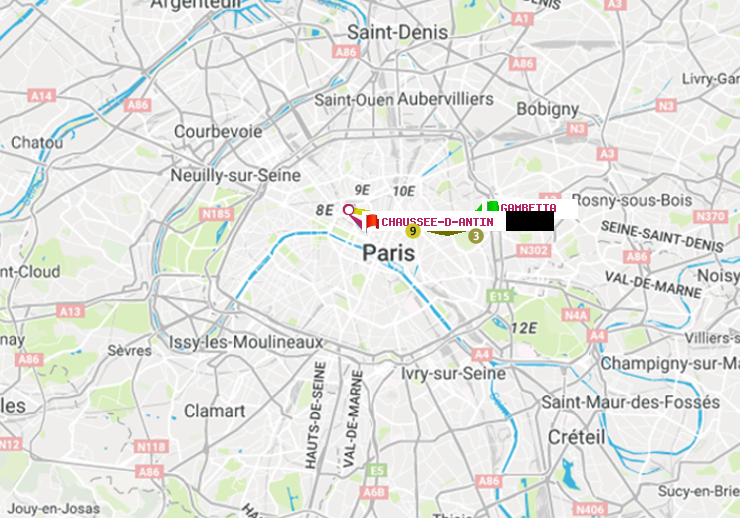 plan itinéraire ratp de Gambetta à Chaussée d