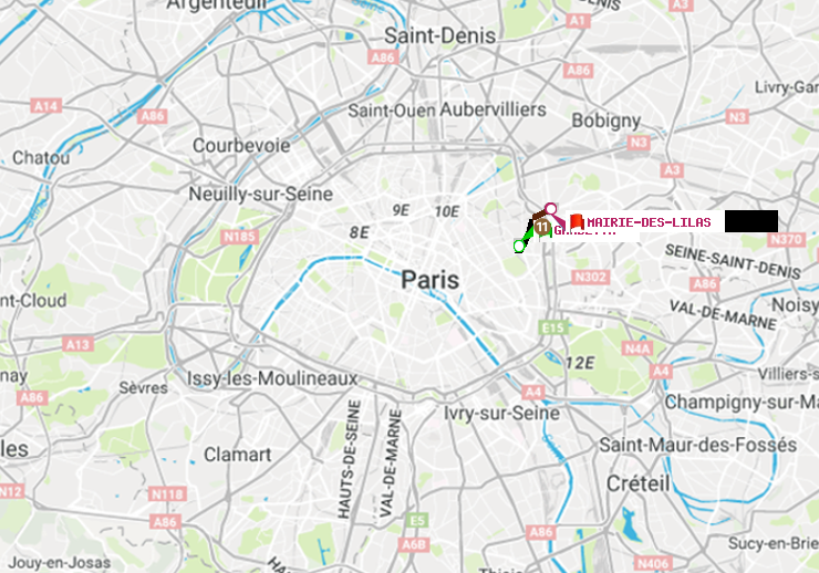plan itinéraire ratp de Gambetta à Mairie des Lilas