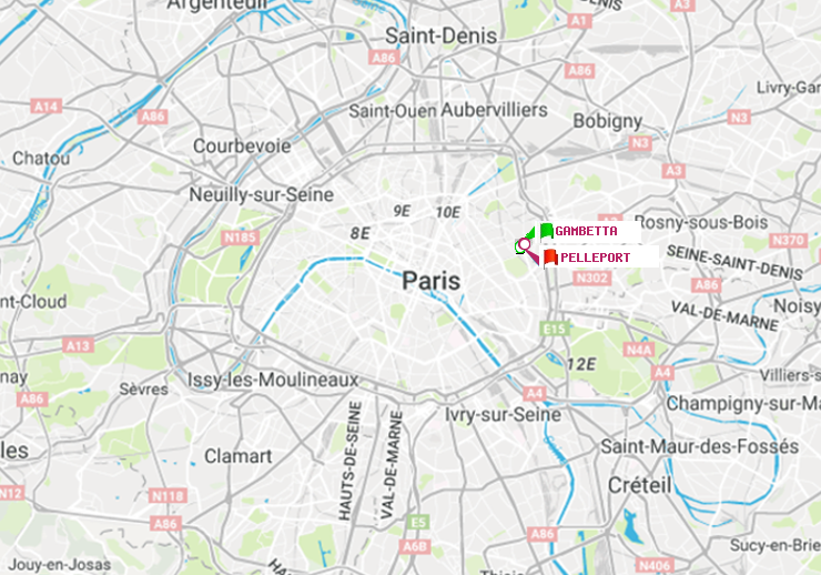 plan itinéraire ratp de Gambetta à Pelleport