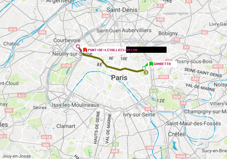 plan itinéraire ratp de Gambetta à Pont de Levallois-Bécon