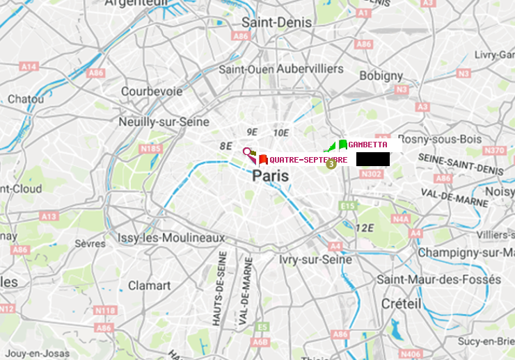 plan itinéraire ratp de Gambetta à Quatre Septembre