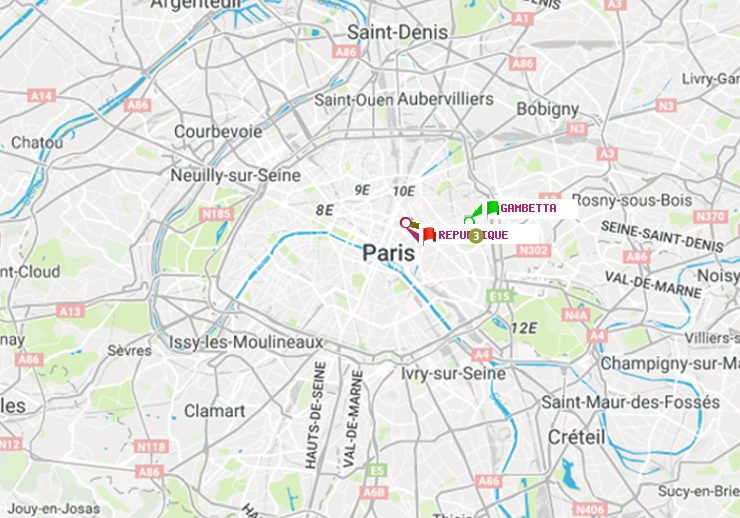 plan itinéraire ratp de Gambetta à République
