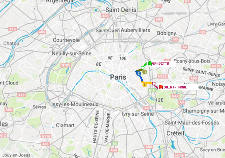 plan itinéraire ratp de Gambetta à Saint-Mandé