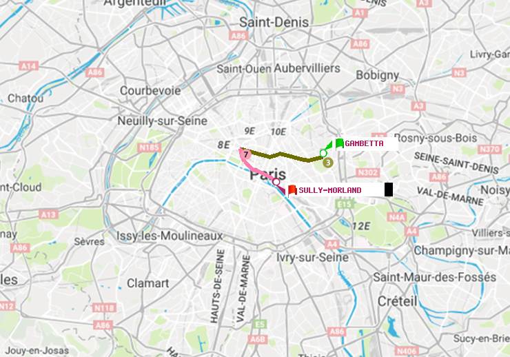 plan itinéraire ratp de Gambetta à Sully-Morland