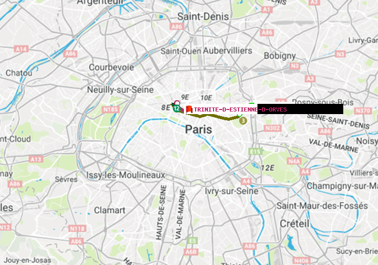 plan itinéraire ratp de Gambetta à Trinité-d