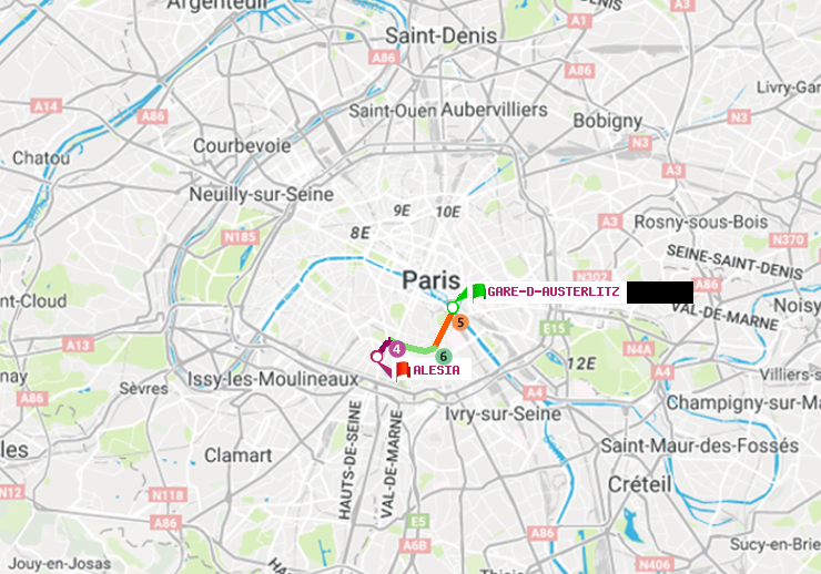 plan itinéraire ratp de Gare d