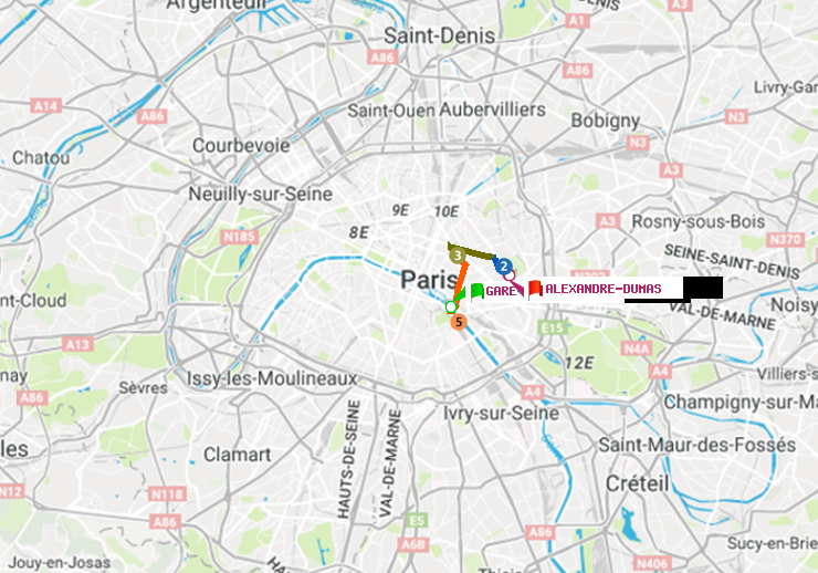 plan itinéraire ratp de Gare d