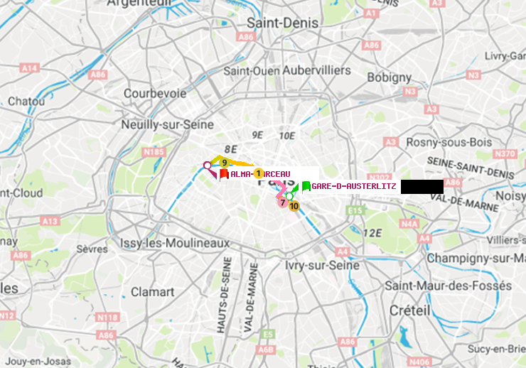 plan itinéraire ratp de Gare d