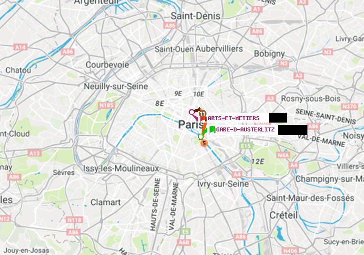 plan itinéraire ratp de Gare d