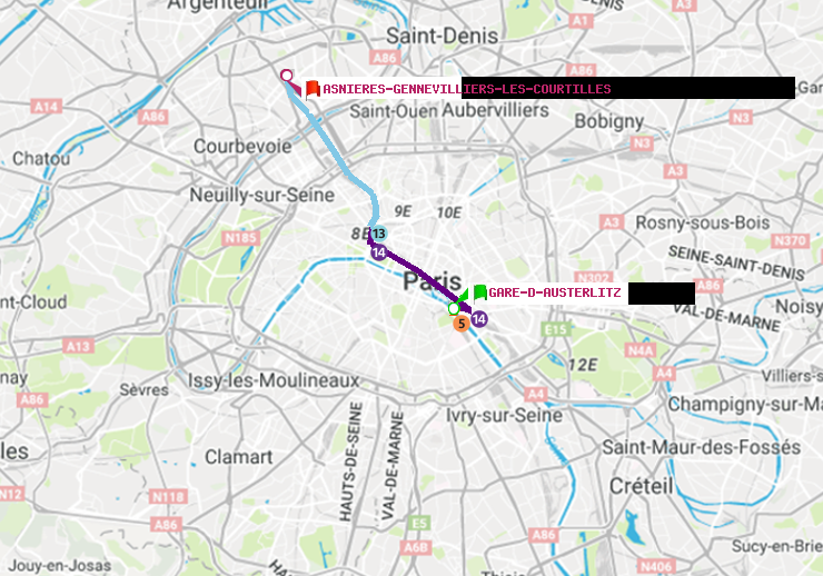 plan itinéraire ratp de Gare d