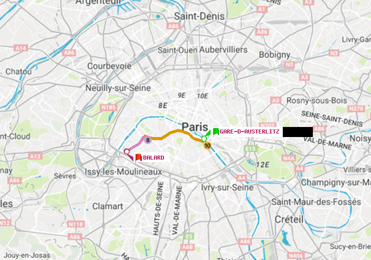 plan itinéraire ratp de Gare d