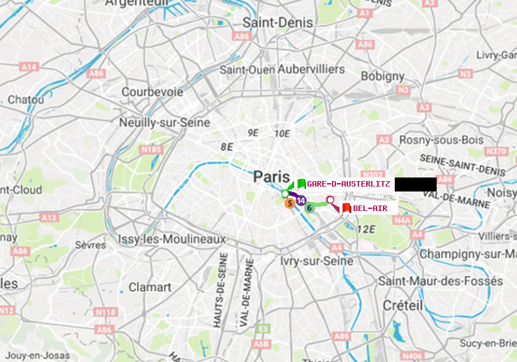 plan itinéraire ratp de Gare d