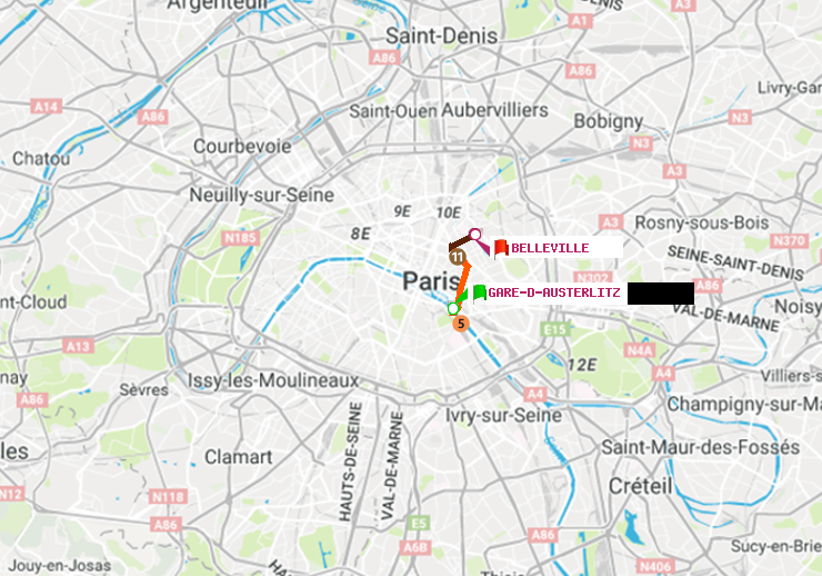 plan itinéraire ratp de Gare d