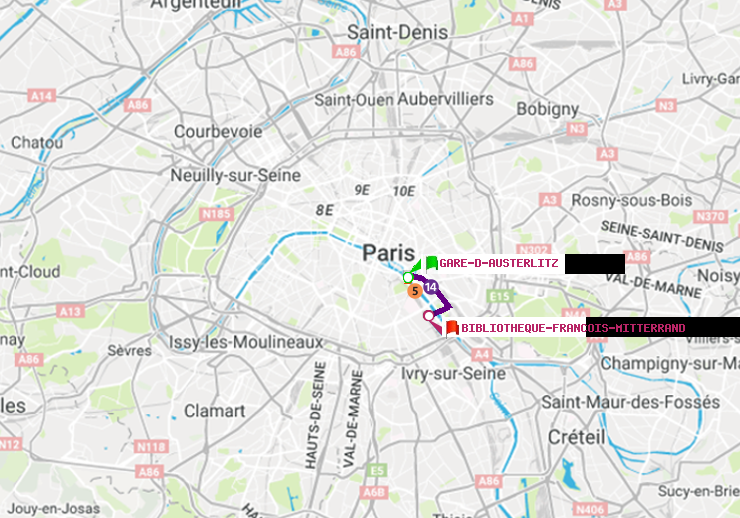 plan itinéraire ratp de Gare d