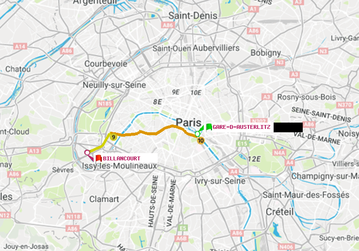 plan itinéraire ratp de Gare d
