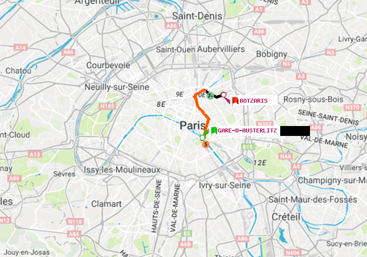 plan itinéraire ratp de Gare d