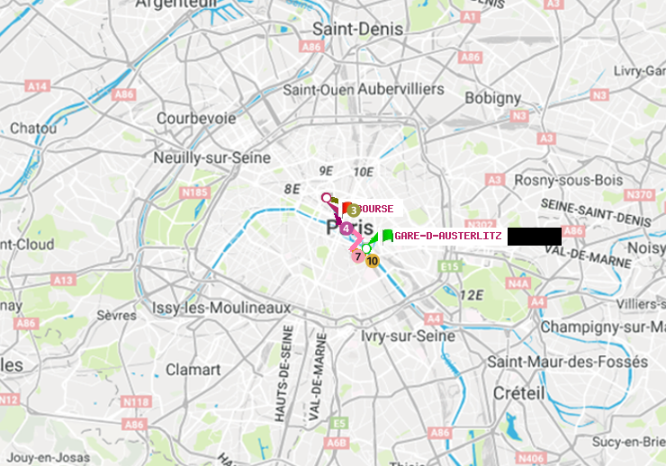 plan itinéraire ratp de Gare d