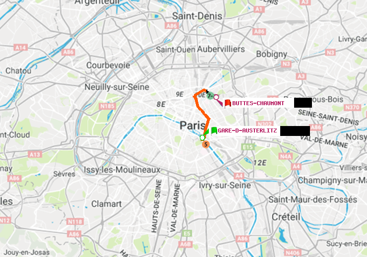 plan itinéraire ratp de Gare d