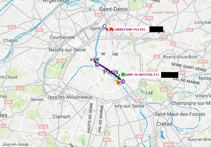 plan itinéraire ratp de Gare d