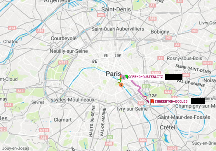 plan itinéraire ratp de Gare d